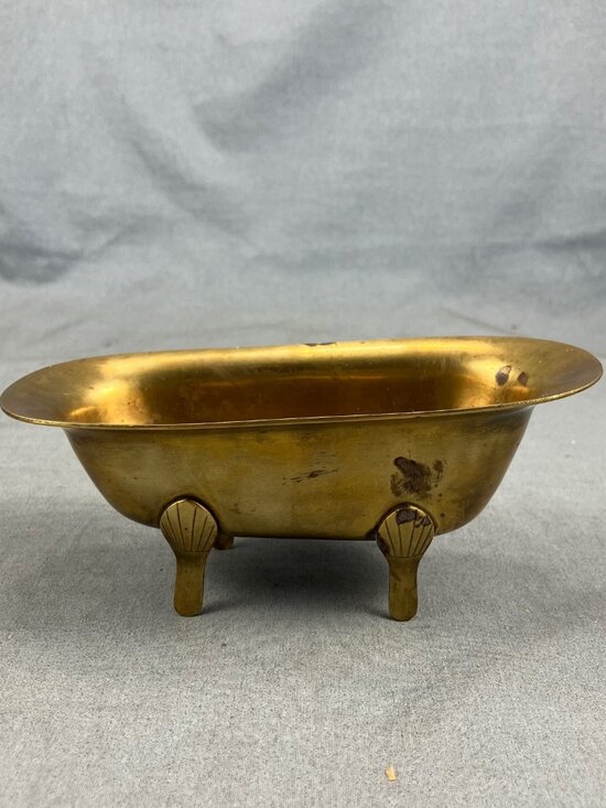 Dollhouse Miniature Brass Tub Claw Foot Bathtub Soap Dish 5.5" - Picture 1 of 7